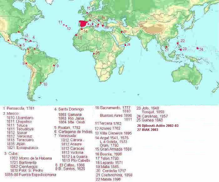 Mapa con lacciones de la IM en el mundo
